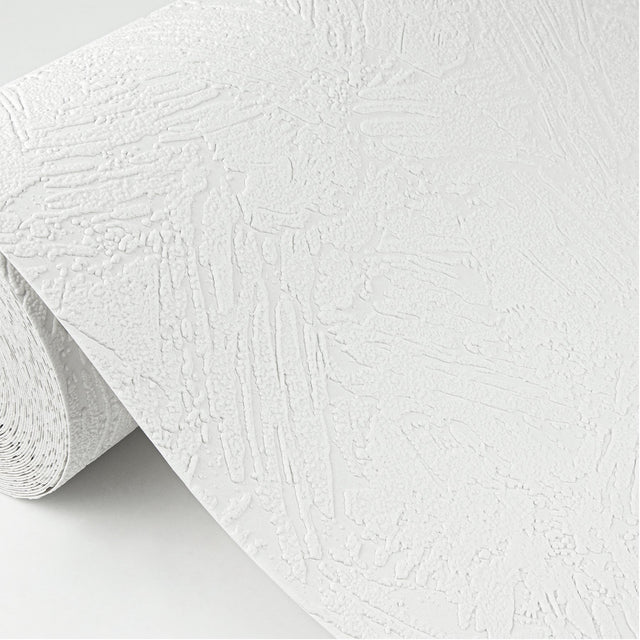 Leonardo White Plaster Paintable Wallpaper with Abstract Textured Pattern - Brewster 4000-3303-21