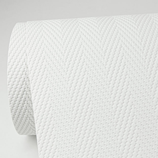 Ernst White Paintable Chevron Stripe Wallpaper with Textured Raised Ink - Brewster 4000-5042-27