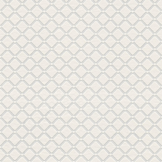 Armin White Diamond Trellis Paintable Wallpaper with Raised Texture - Brewster 4000-5281-17