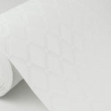 Armin White Diamond Trellis Paintable Wallpaper with Raised Texture - Brewster 4000-5281-17