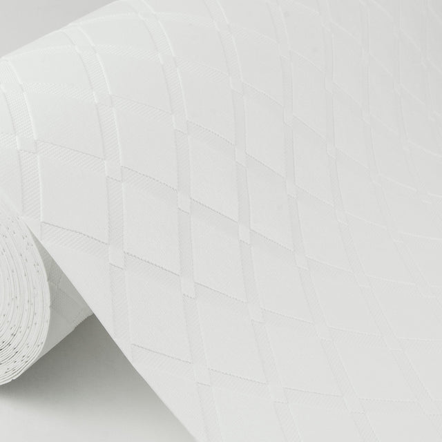 Armin White Diamond Trellis Paintable Wallpaper with Raised Texture - Brewster 4000-5281-17