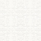 Ibold White Tin Ceiling Scroll Paintable Wallpaper with Textured Raised Ink - Brewster 4000-59001