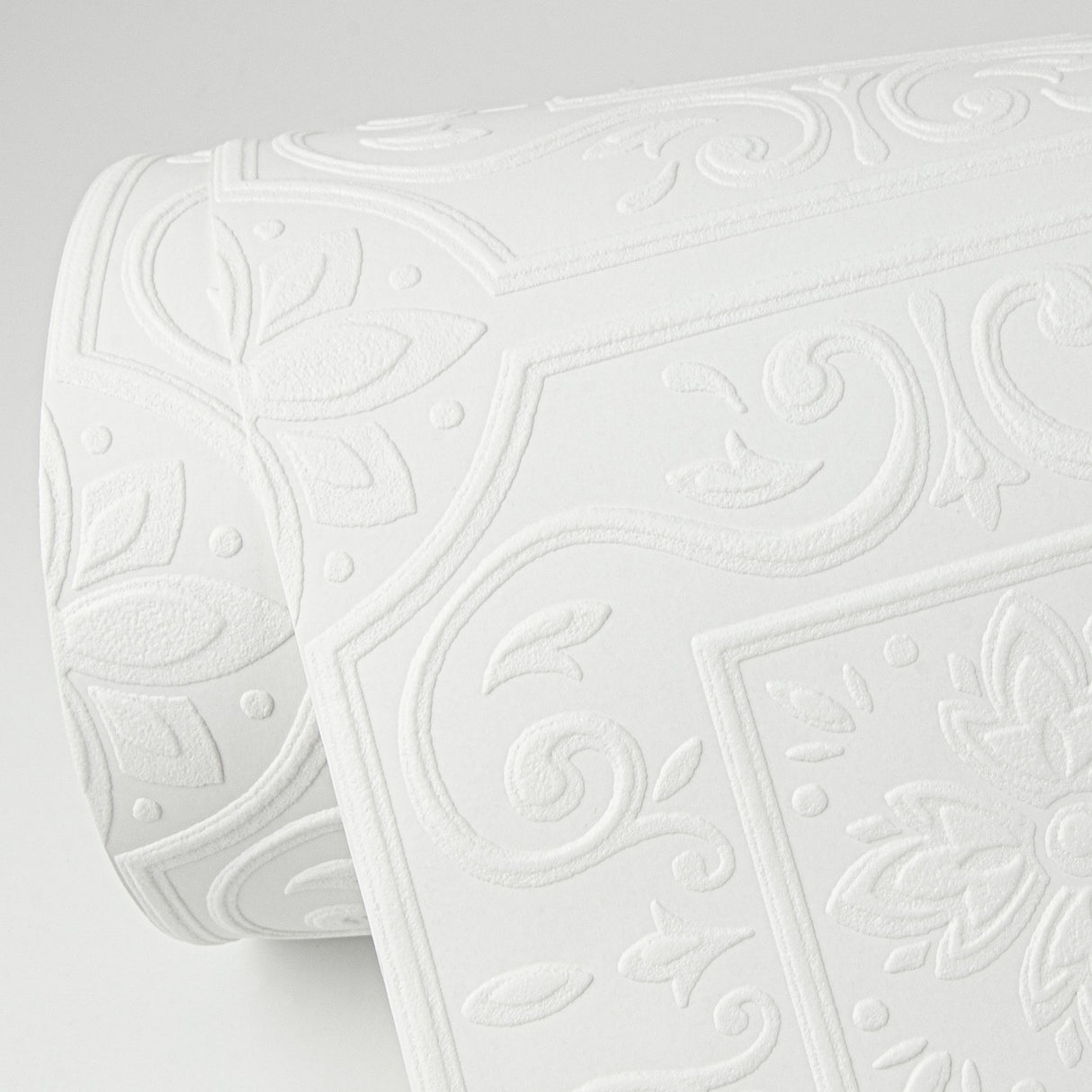Ibold White Tin Ceiling Scroll Paintable Wallpaper with Textured Raised Ink - Brewster 4000-59001