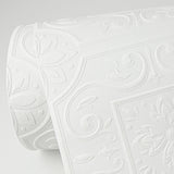 Ibold White Tin Ceiling Scroll Paintable Wallpaper with Textured Raised Ink - Brewster 4000-59001