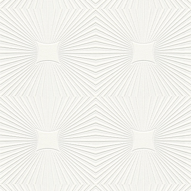 Silvie White Tin Burst Paintable Wallpaper with Textured Starburst Pattern - Brewster 4000-6639-17