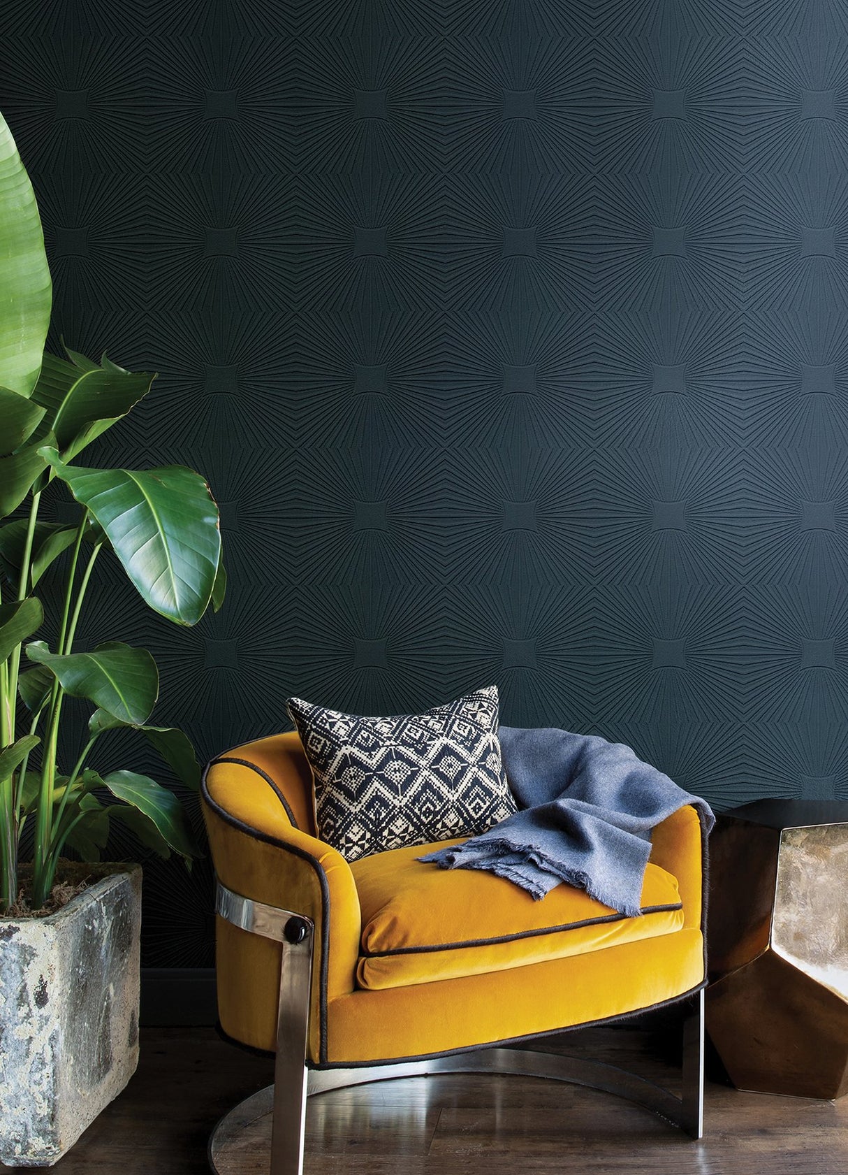 Silvie White Tin Burst Paintable Wallpaper with Textured Starburst Pattern - Brewster 4000-6639-17