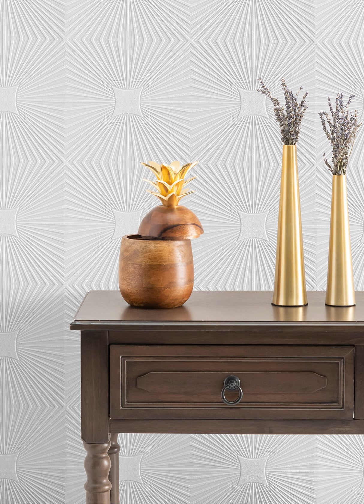 Silvie White Tin Burst Paintable Wallpaper with Textured Starburst Pattern - Brewster 4000-6639-17