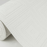 Wright White Tin Paintable Wallpaper with Bohemian Textured Tin Tile Pattern - Brewster 4000-6640-13
