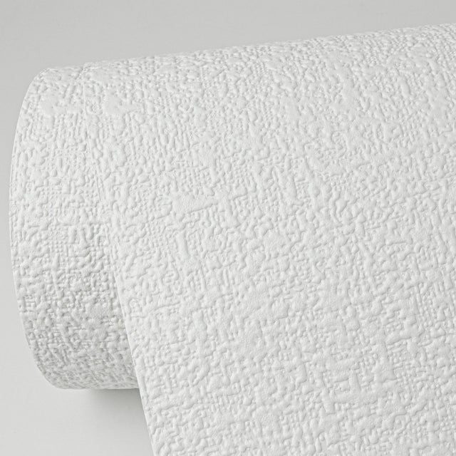 Lou White Linen Paintable Wallpaper with Textured Abstract Pattern - Brewster 4000-67474