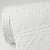 Brooklyn White Tin Paintable Wallpaper with Textured Tin Tile Pattern - Brewster 4000-93996