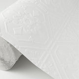 Brooklyn White Tin Paintable Wallpaper with Textured Tin Tile Pattern - Brewster 4000-93996