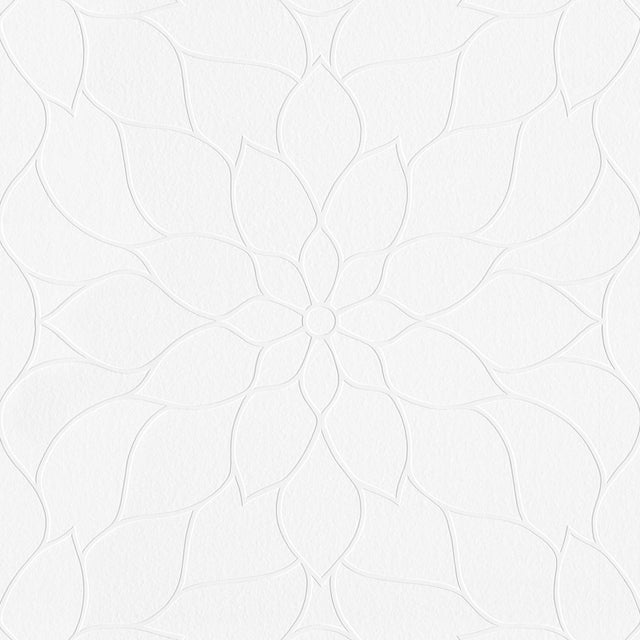 Anselm White Floral Bloom Paintable Wallpaper with Raised Textured Botanical Motif - Brewster 4000-9507-10