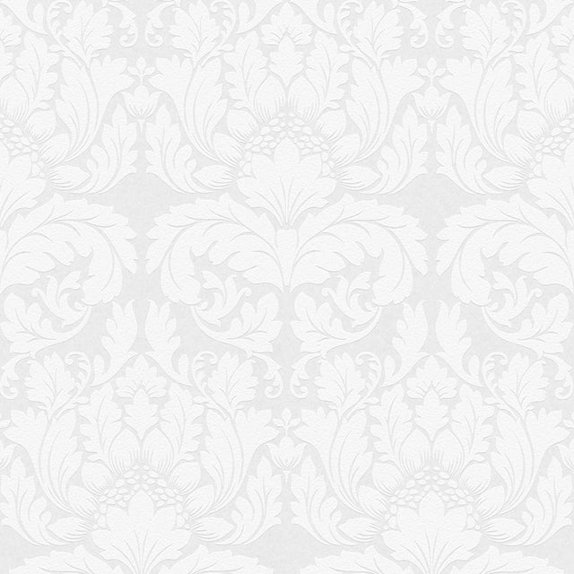 Jan White Damask Paintable Wallpaper with Raised Ink Texture - Brewster 4000-95135-1