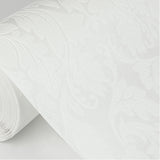 Jan White Damask Paintable Wallpaper with Raised Ink Texture - Brewster 4000-95135-1