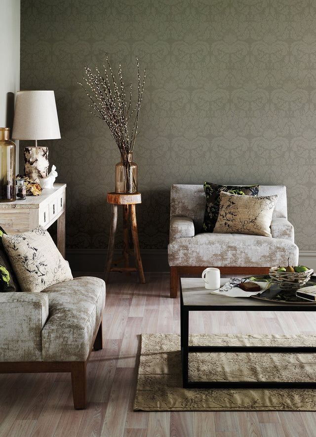 Jan White Damask Paintable Wallpaper with Raised Ink Texture - Brewster 4000-95135-1