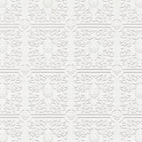 Nico White Tin Ceiling Square Paintable Wallpaper with Raised Ink Texture - Brewster 4000-96291