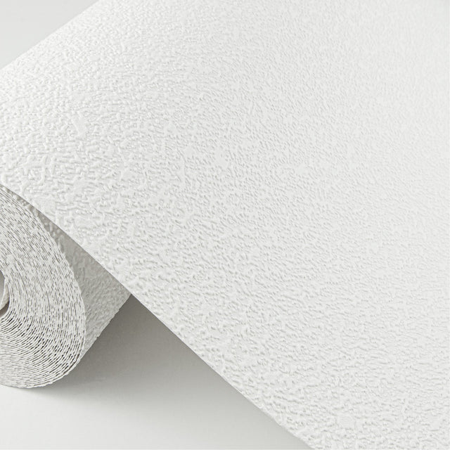 Stinson White Stucco Texture Paintable Wallpaper with Abstract Popcorn Motif - Brewster 4000-96299