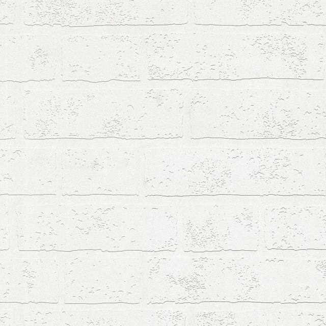 Bridgers White Exposed Brick Wall Paintable Wallpaper with Industrial Texture Pattern - Brewster 4000-99423
