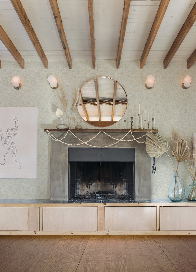 Aldabra Taupe Textured Geometric Wallpaper with Bohemian Graphics Pattern - Brewster 4014-26400