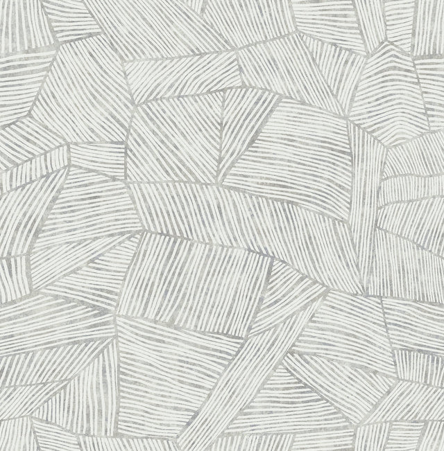 Aldabra Grey Textured Geometric Wallpaper with Abstract White Linework - A?Street Prints 4014-26402