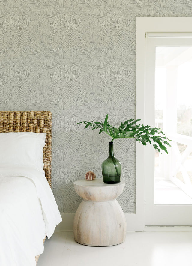 Aldabra Grey Textured Geometric Wallpaper with Abstract White Linework - A?Street Prints 4014-26402