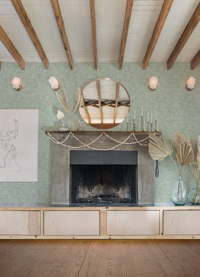 Aldabra Green Textured Geometric Wallpaper with Bohemian Graphic Pattern - A-Street Prints 4014-26403