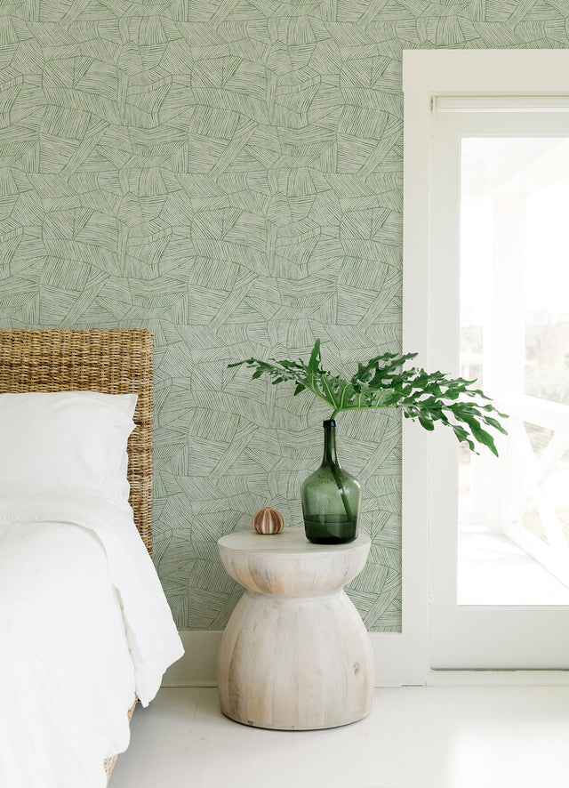 Aldabra Green Textured Geometric Wallpaper with Bohemian Graphic Pattern - A-Street Prints 4014-26403