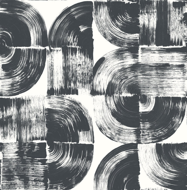 Giulietta Black Painterly Geometric Wallpaper with Modern Abstract Motif - 4014-26404