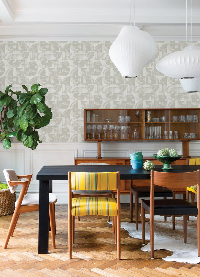 Giulietta Light Grey Painterly Geometric Wallpaper with Modern Abstract Brushstroke Pattern - A-Street Prints 4014-26406