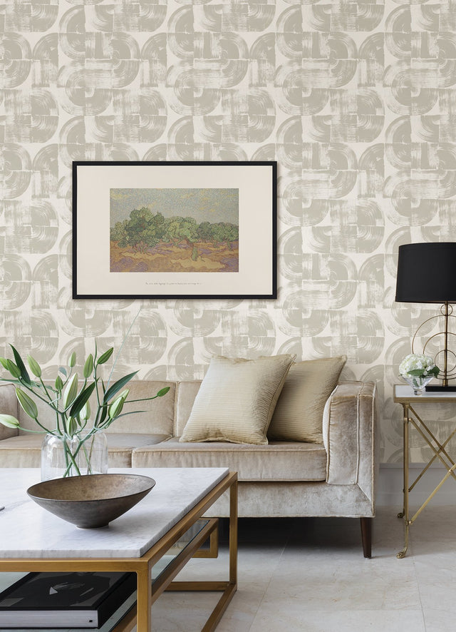 Giulietta Light Grey Painterly Geometric Wallpaper with Modern Abstract Brushstroke Pattern - A-Street Prints 4014-26406