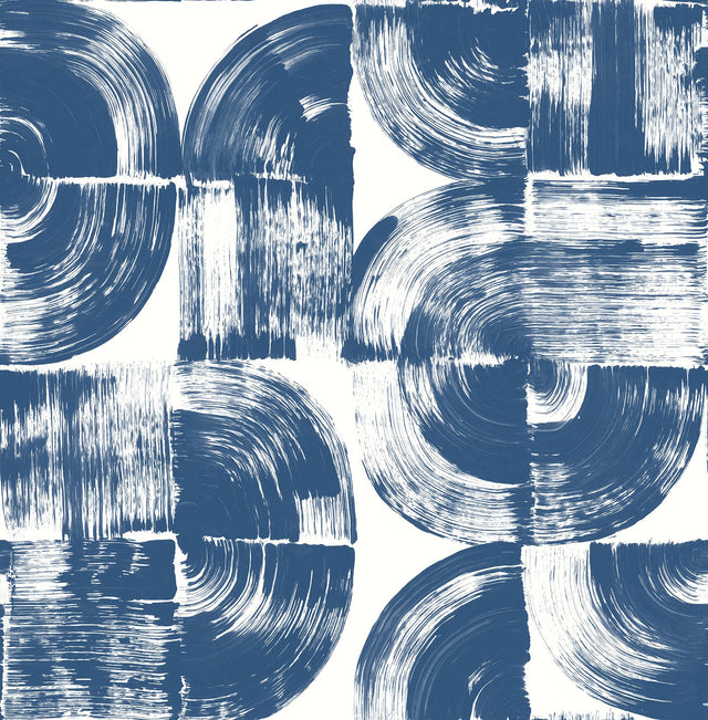 Giulietta Blue Painterly Geometric Wallpaper with Modern Abstract Brushstroke Motif - A-Street Prints 4014-26407