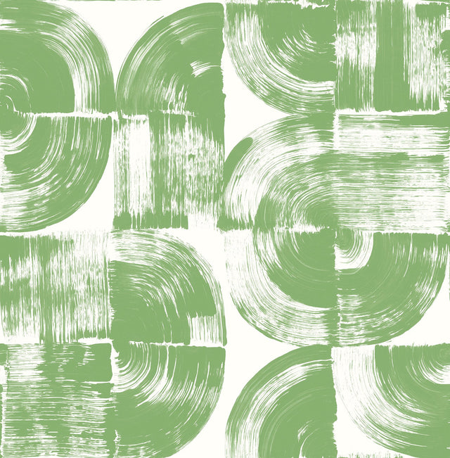Giulietta Green Painterly Geometric Wallpaper with Modern Abstract Brushstroke Motif - A-Street Prints 4014-26408
