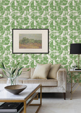 Giulietta Green Painterly Geometric Wallpaper with Modern Abstract Brushstroke Motif - A-Street Prints 4014-26408