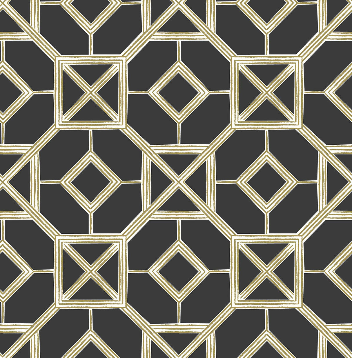 Livia Black Trellis Wallpaper with Geometric Trellis Motif - A-Street Prints 4014-26409