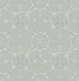 Livia Grey Trellis Wallpaper with Metallic Silver Geometric Pattern - A-Street Prints 4014-26412