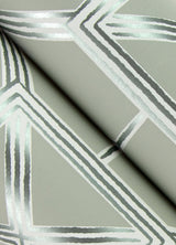 Livia Grey Trellis Wallpaper with Metallic Silver Geometric Pattern - A-Street Prints 4014-26412