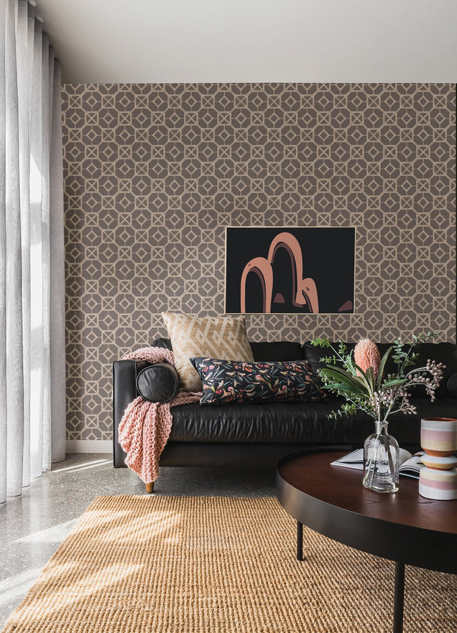 Livia Mauve Trellis Wallpaper Mauve Geometric Bohemian - A-Street Prints 4014-26413