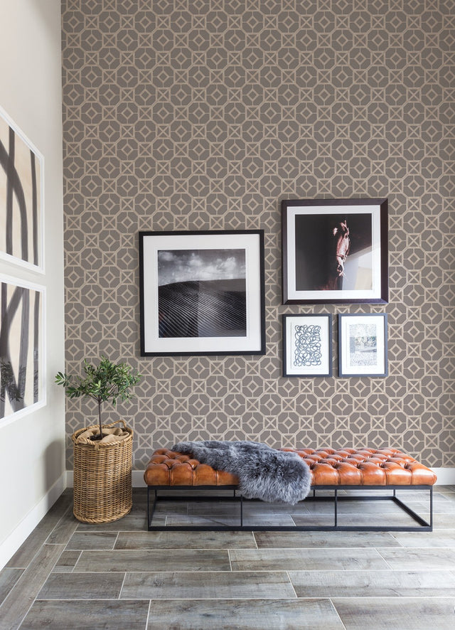 Livia Mauve Trellis Wallpaper Mauve Geometric Bohemian - A-Street Prints 4014-26413