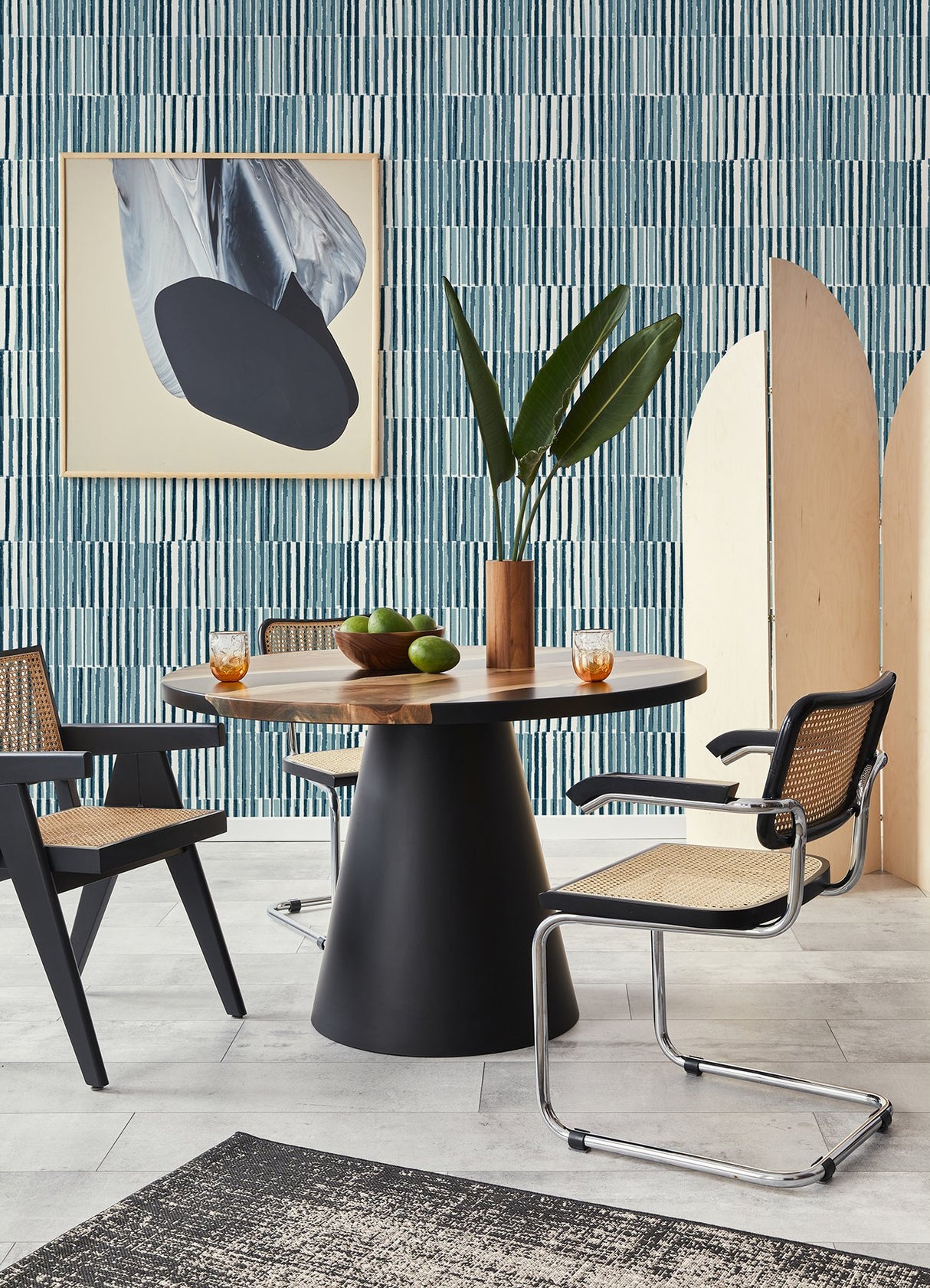 Sabah Teal Stripe Wallpaper with Modern Geometric Stripe Pattern - A-Street Prints 4014-26414