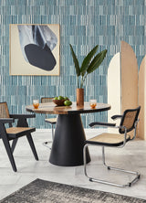 Sabah Teal Stripe Wallpaper with Modern Geometric Stripe Pattern - A-Street Prints 4014-26414