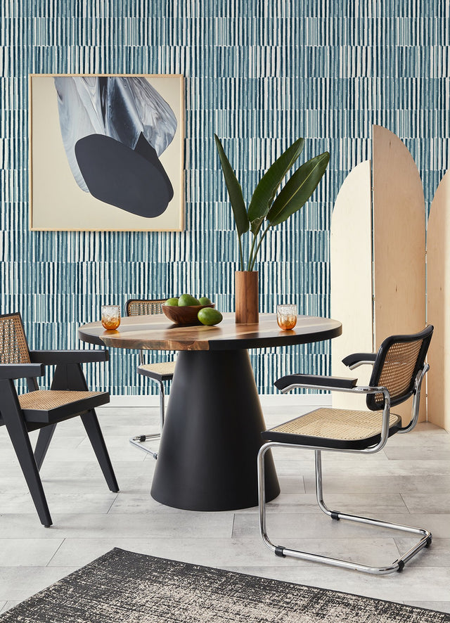 Sabah Teal Stripe Wallpaper with Modern Geometric Stripe Pattern - A-Street Prints 4014-26414