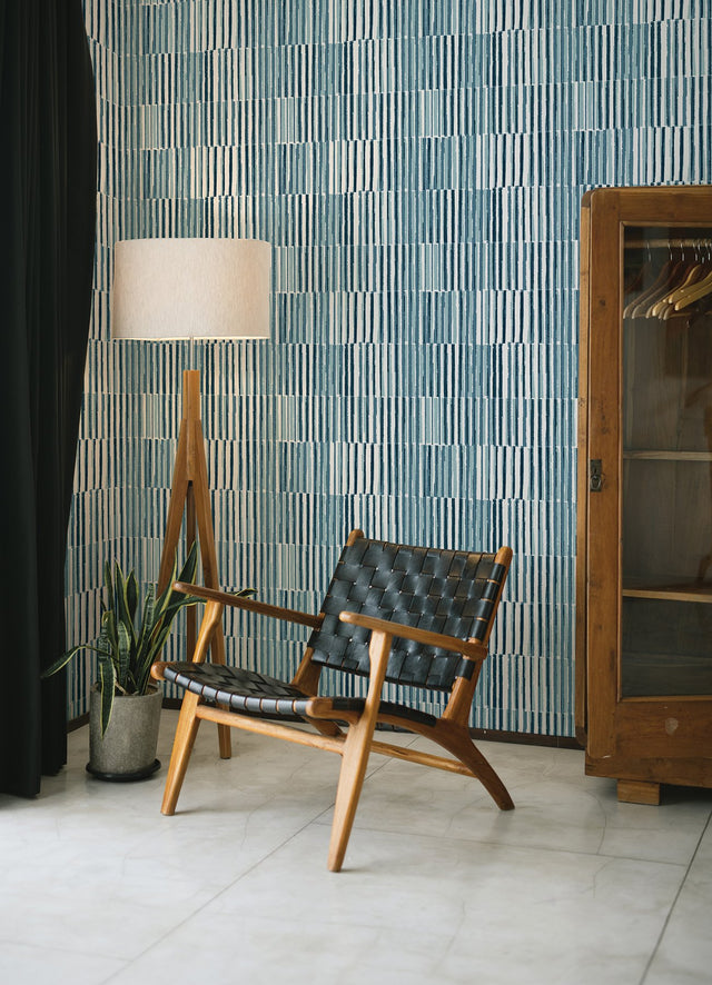 Sabah Teal Stripe Wallpaper with Modern Geometric Stripe Pattern - A-Street Prints 4014-26414