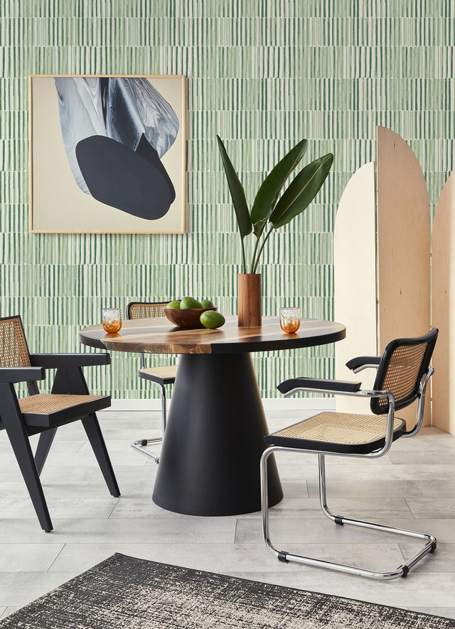 Sabah Green Stripe Wallpaper with Modern Geometric Stripe Pattern - A-Street Prints 4014-26417