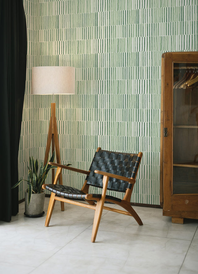 Sabah Green Stripe Wallpaper with Modern Geometric Stripe Pattern - A-Street Prints 4014-26417