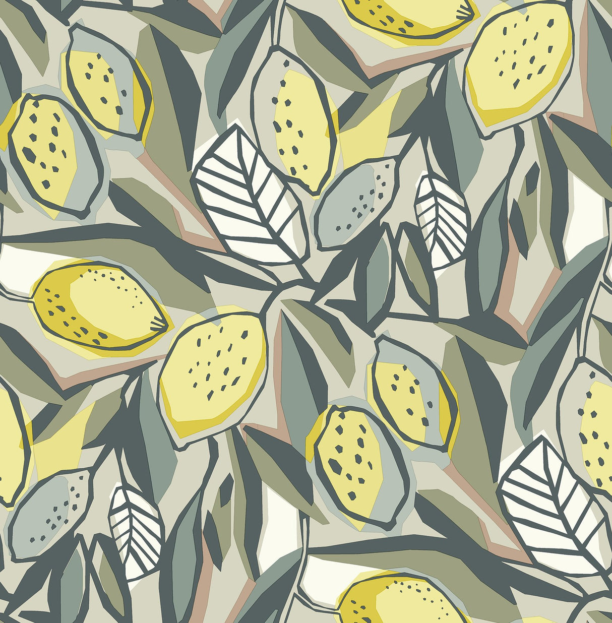 Meyer Chartreuse Citrus Wallpaper with Botanical Bohemian Pattern - A-Street Prints 4014-26418