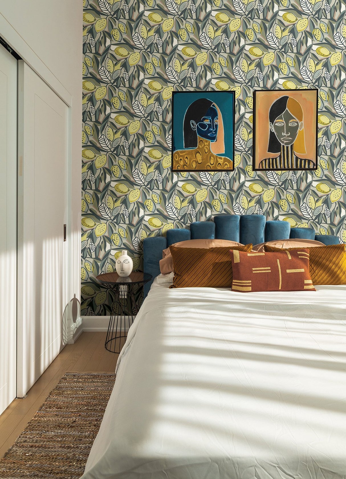 Meyer Chartreuse Citrus Wallpaper with Botanical Bohemian Pattern - A-Street Prints 4014-26418