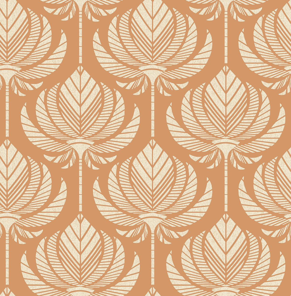 Palmier Orange Lotus Fan Wallpaper with Bohemian Botanical Pattern - A-Street Prints 4014-26423