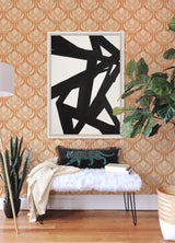 Palmier Orange Lotus Fan Wallpaper with Bohemian Botanical Pattern - A-Street Prints 4014-26423