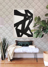 Palmier Grey Lotus Fan Wallpaper with Botanical Ogee Pattern, Bohemian Style - A-Street Prints 4014-26425