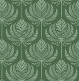 Palmier Green Lotus Fan Wallpaper with Botanical Ogee Motif, Bohemian Style - A-Street Prints 4014-26426